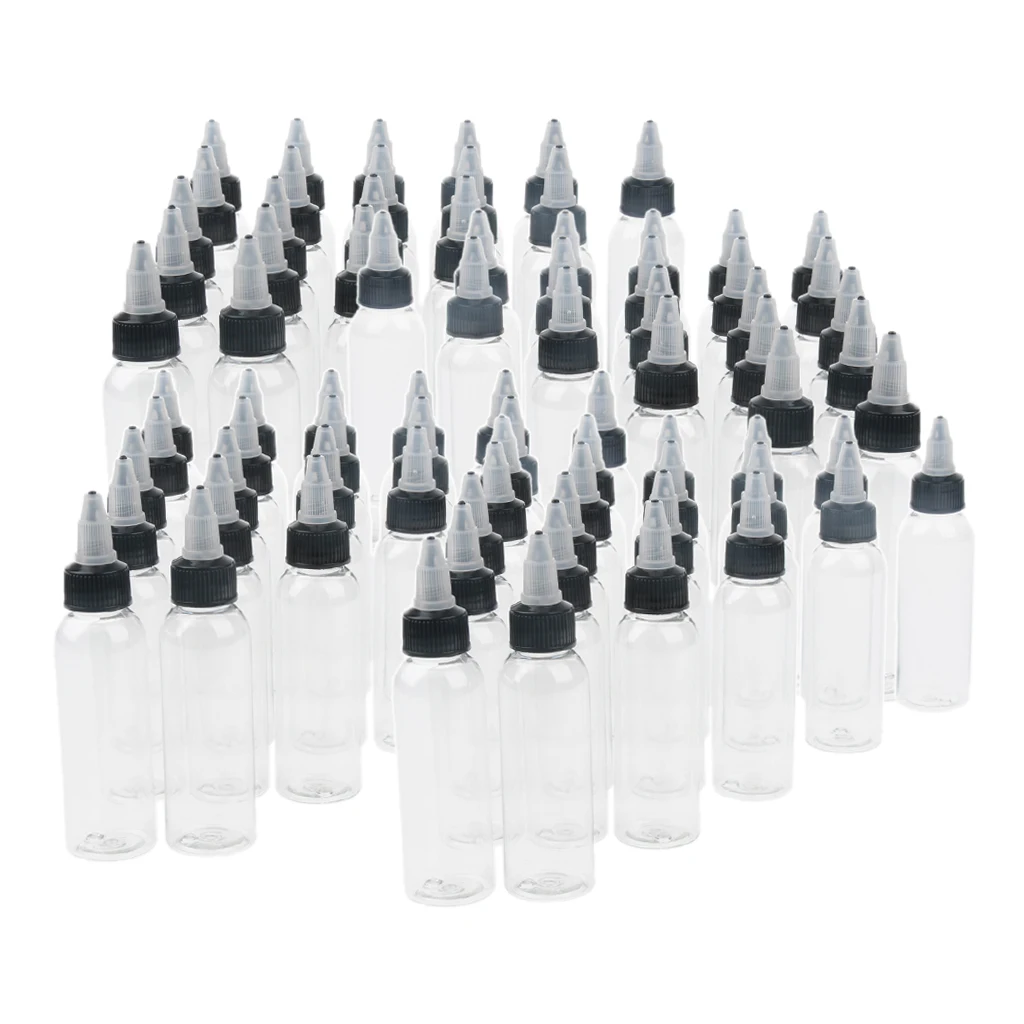 100pcs Empty Liquid Squeeze Bottle With  Top Cap Tip Applicators 30ml
