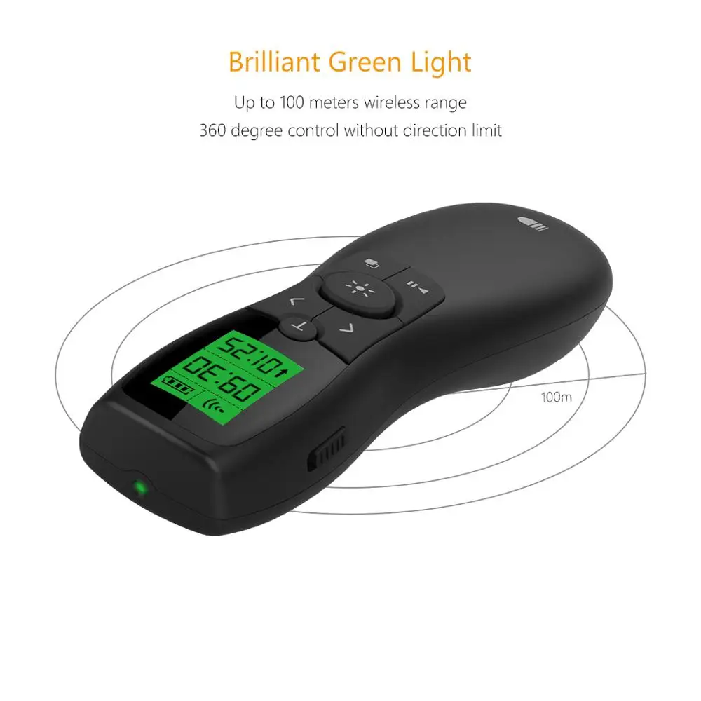  Wireless Presenter Doosl Rechargeable Green Pointer Laser with LED Display 2.4GHz Powerpoint Presen - 32859804486