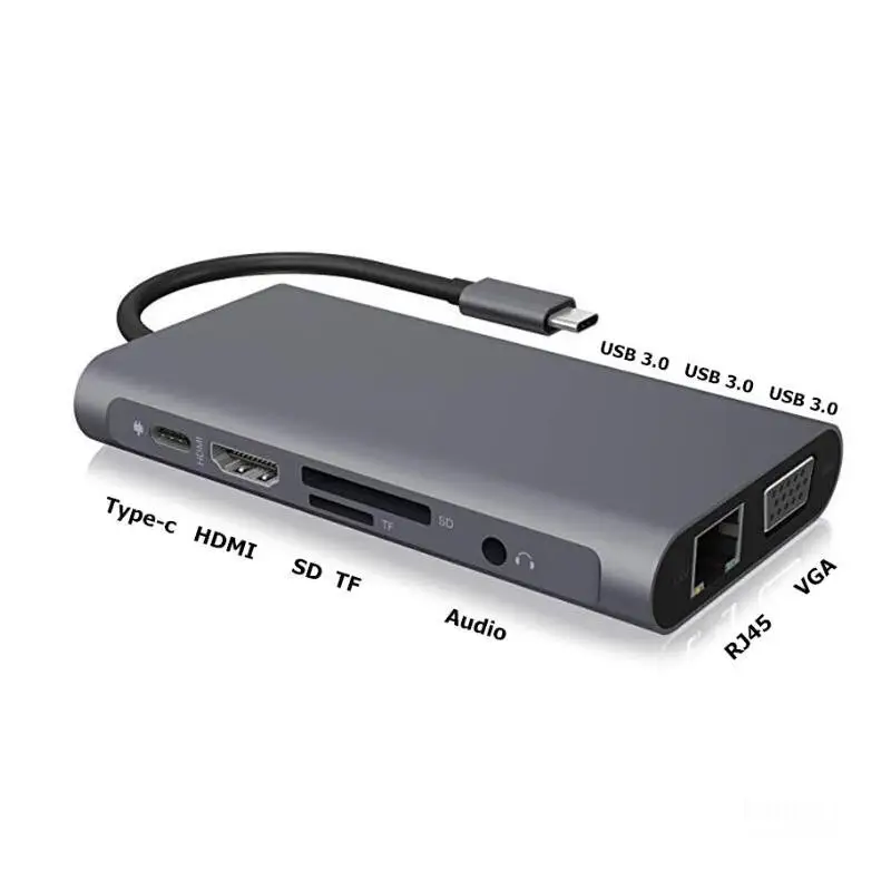 USB 3,1 type-C концентратор к HDMI адаптер VGA LAN 4K USB C концентратор с 3,5 мм Jack концентратор USB 3,0 TF SD ридер слот PD для MacBook Pro/Air