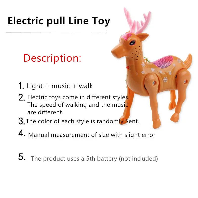 Electric Pull line animal toy Unicorn Horse Deer pig and Dog With light + music + Walking With Traction Rope Animal Toys For Chi 6