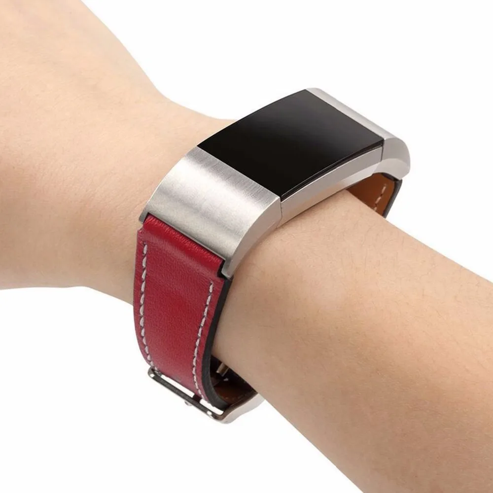 Сменный ремешок для браслета FitBit Charge 2 кожаный поясок браслет ремешок для Charge 2 с металлическим нержавеющей стальной адаптер