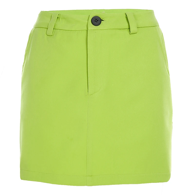 skirt Неоновый зеленый двубортный укороченный пиджак женский с длинным рукавом офисный Женский блейзер Осенняя Куртка женская верхняя одежда пальто - Цвет: skirt