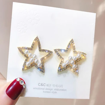 

Shiny Side New Fashion Brand Jewelry Simple Crystal for Women Statement Gift Elegant Star Earrings