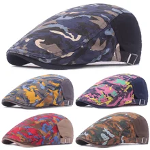Мужская Женская газетная шапка Регулируемый берет стильные камуфляжные шапки с принтом