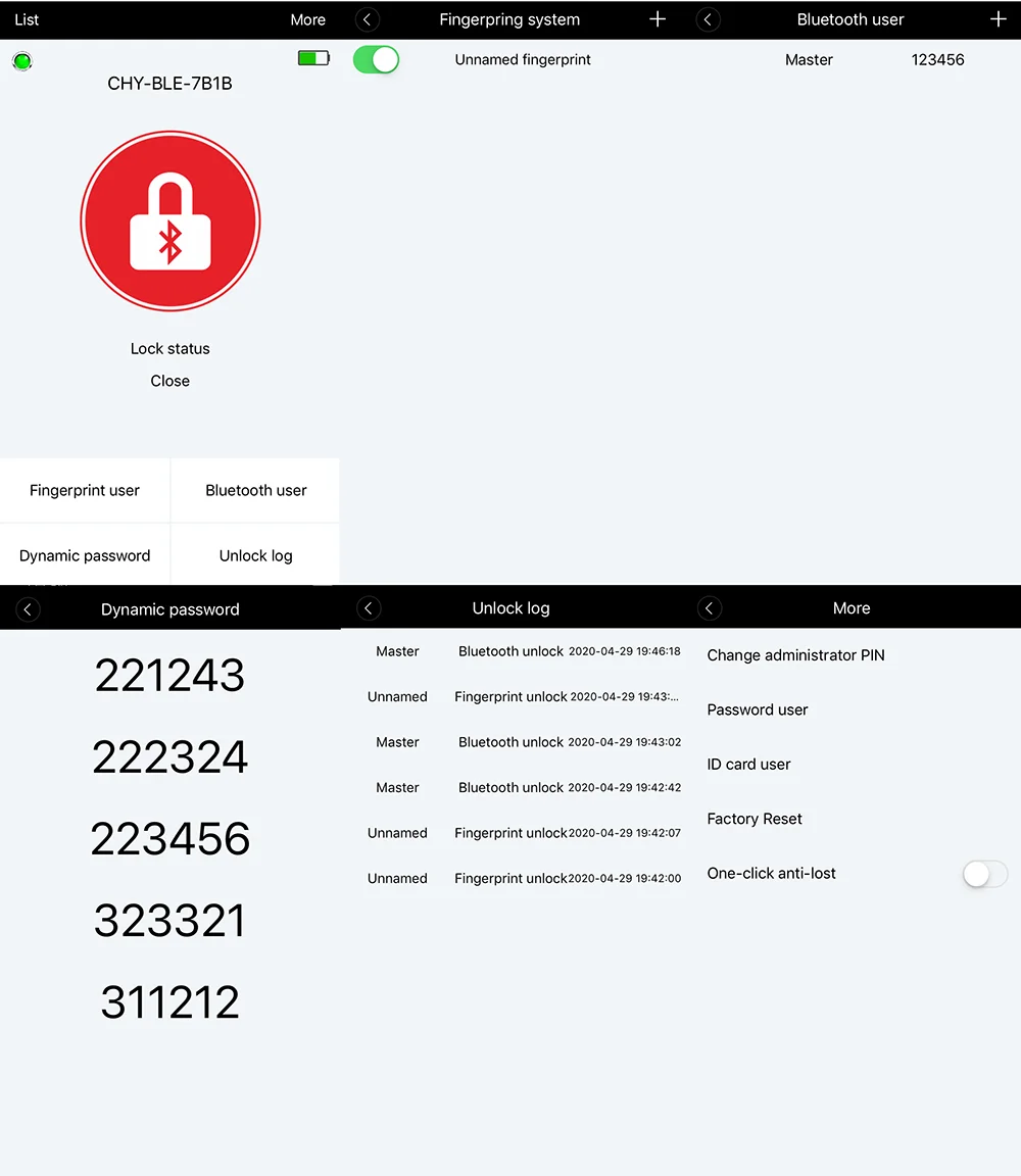 da porta inteligente código dinâmico desbloquear log