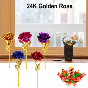 

24K Gold Plated Rose Flower Long Stem Artificial Flower Best Gift For Mothers Day Valentine's Day