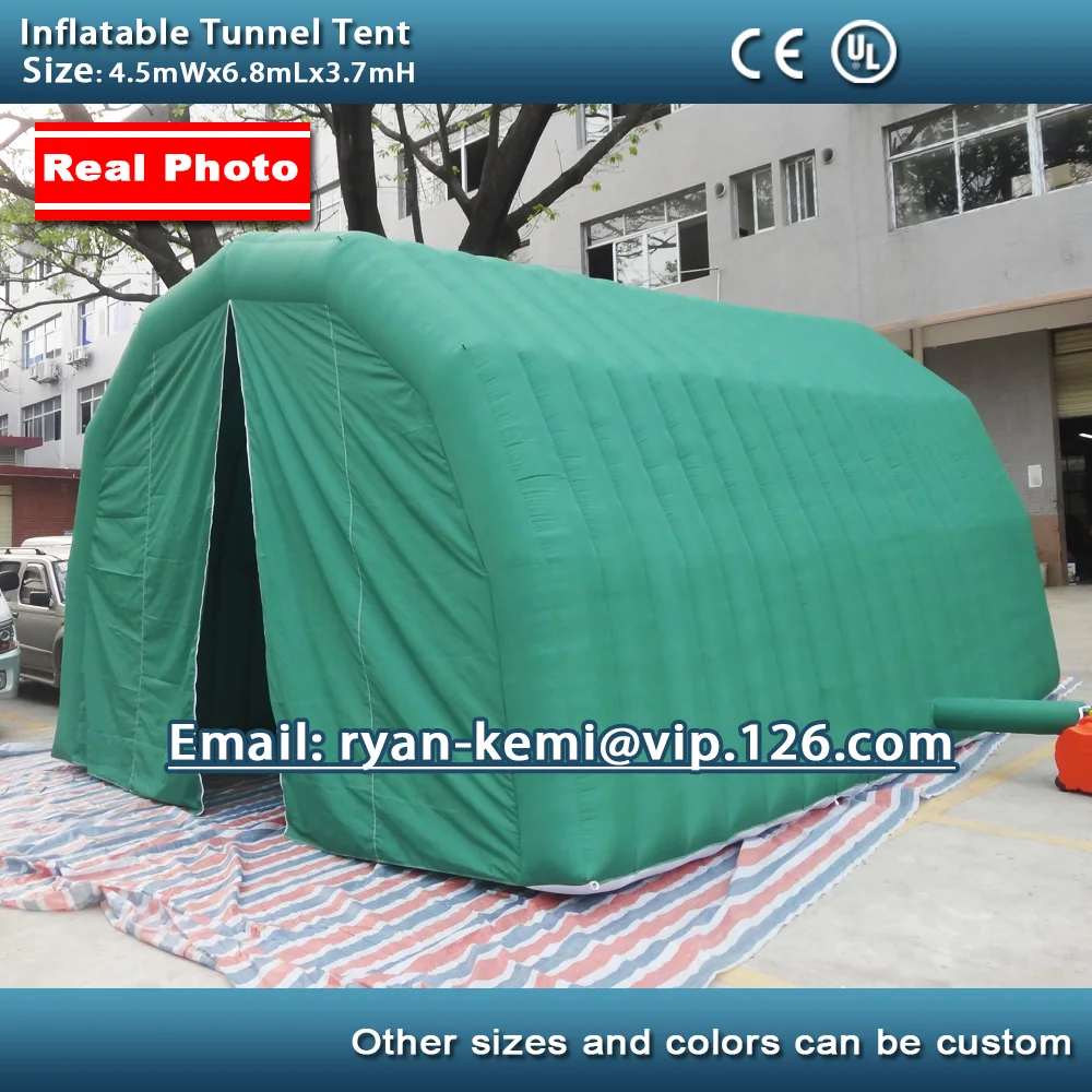 6,8 м длинный зеленый надувной туннельный тент, открытый надувной тент для мероприятий, брезентовый навес на крыше автомобиля гаража, футбольный спортивный туннель
