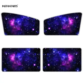 

Car Front&Rear Winow Sunshade Set 4 Pack Navy Purple Starry Sky Printing Magnetic Auto Sun Shade Curtain Sun Visor Droshipping