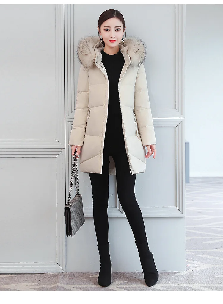 Down Jacket Women's Mid-length New Style Micro for Wechat Business Korean-style Fashion Winter New Style WOMEN'S Dress Thic