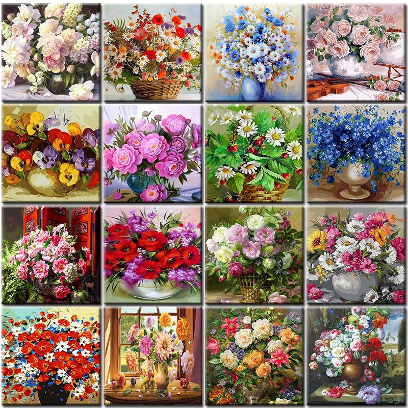 Paintings Number Paint Flowers  Painting Number Adults Flowers - Paint  Numbers - Aliexpress