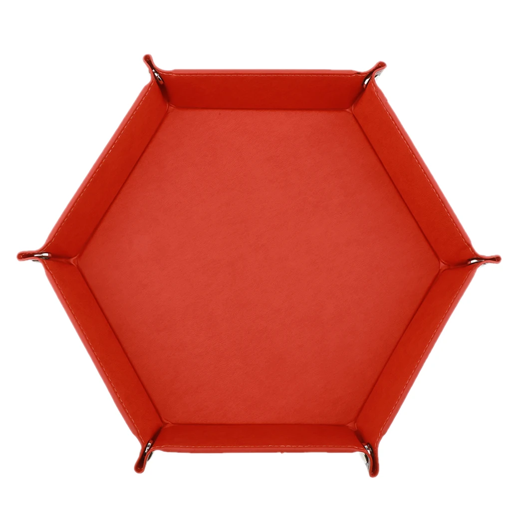 Dice Holder PU Leather Folding Hexagon Tray for RPG, DND and Other Table Games