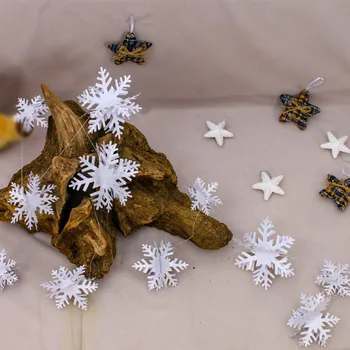 

12PCS Christmas Snowflake Ornaments New Year Party Christmas Decoration Gold/White Snowflake Home Decor Crafts Pendant New