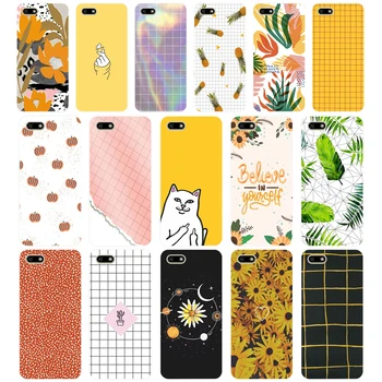 

79AA Yellow Gird Soft Silicone Tpu Cover phone Case for Huawei Honor 7A PRO 5.45 5.7 7C 7X Y5 2018