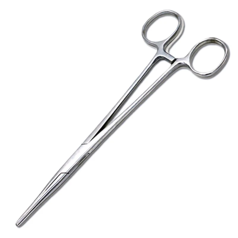 

12.5cm Fly Fishing Scissors Pliers Silver Stainless Steel Locking Elbow Hook Remover Hemostat Decoupling Device Elbow