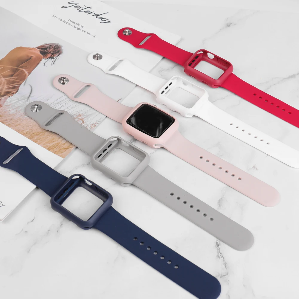 ProBefit candy watchcase for Apple Watch 3 2 1 42MM 38MM Soft Silicone strap for iWatch 5