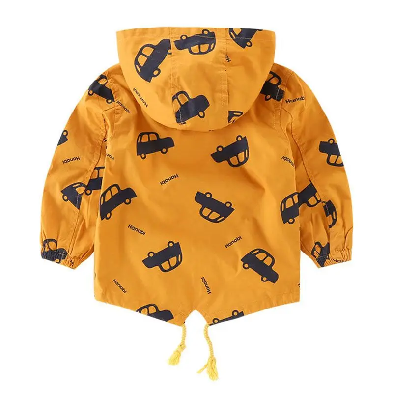Spring Autumn Boys Jackets Hooded Zipper Windbreaker Baby Fashion Print Coats Kids Hoodies Outerwear Children Clothes