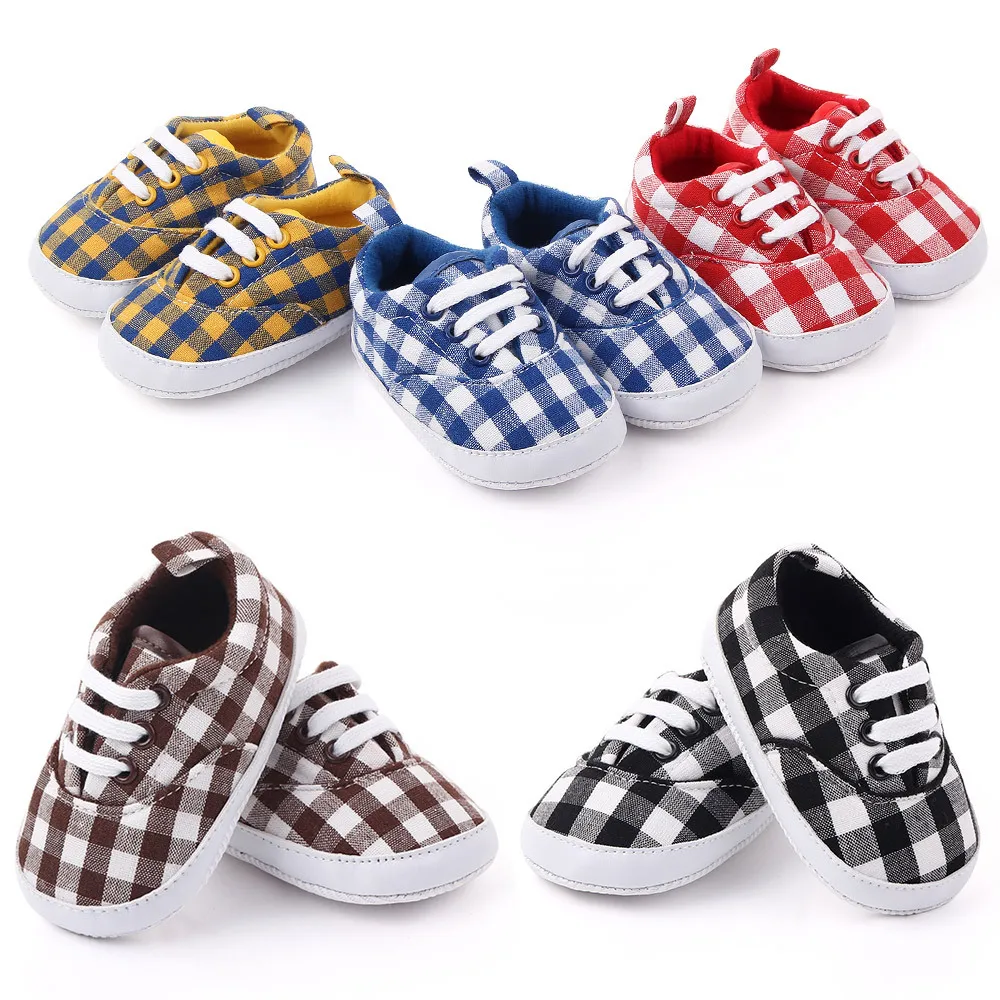 plaid baby shoes