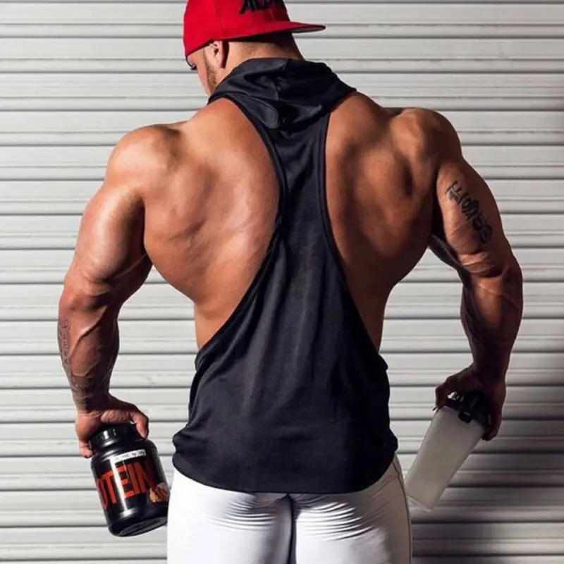 2020 Men Sleeveless Hoodie Singlet Solid Tank Tops Stringer Muscle Shirt Bodybuilding Vest|Tank Tops| - AliExpress