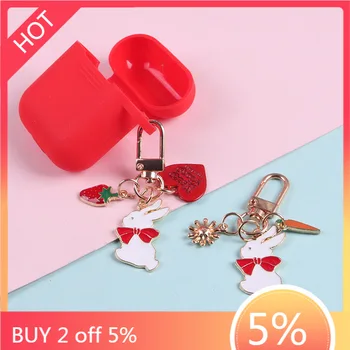 

For AirPods Pro 4 Case flower rabbit cute keychain Silicone Case coque for Air Pods Pro4 Earbuds Protect Cover Capa