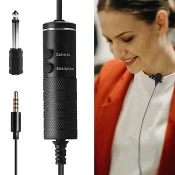 

Microphone Clip Intelligent Noise Reduction 3.5mm Audio Video Record Lavalier Lapel Microphone On Mic for Phone/ DSLR/ PC