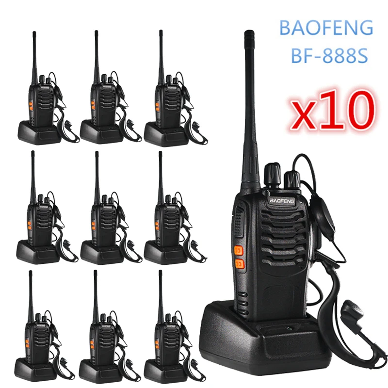 10 шт. Baofeng BF 888S иди и болтай Walkie Talkie УВЧ FM 400 470 МГц Портативный CB радио HAM