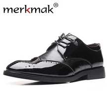 Merkmak/Новинка года; модная кожаная мужская обувь в деловом стиле; модные мужские туфли на низком каблуке с острым носком; Мужские модельные туфли в британском стиле