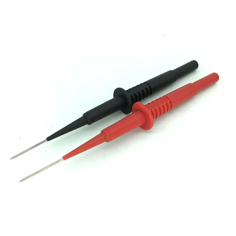 

2PCS CATII 600V 1mm Insulation Piercing Needle Non-destructive Multimeter Test Probes Red/Black For 4mm Banana Plug