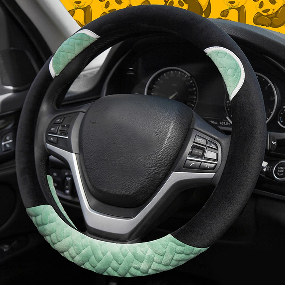 Универсальный Зимний мягкий плюшевый чехол рулевого колеса автомобиля Противоскользящий для 38 см рулевое колесо передач удобный чехол набор салона автомобиля