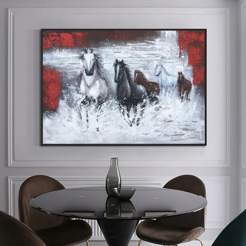 

Abstract Acrylic Horse Painting 100% Hand Painted Oil Painting On Canvas Large Size Animal Painting Wall Art For Home Decoration