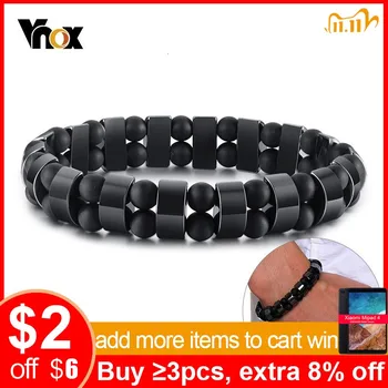 

Vnox Stretch Mens Black Bracelets Hematite Tiger Eye Beads Bracelets Casual HOMBRE Wristband