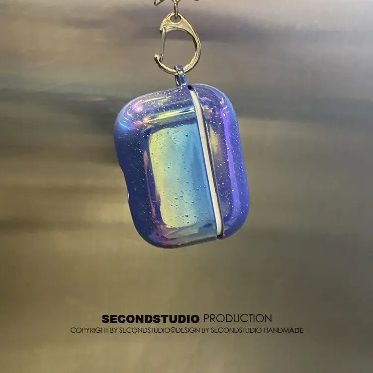 3D милый металлический брелок жесткий Радужный чехол для наушников с каплями воды