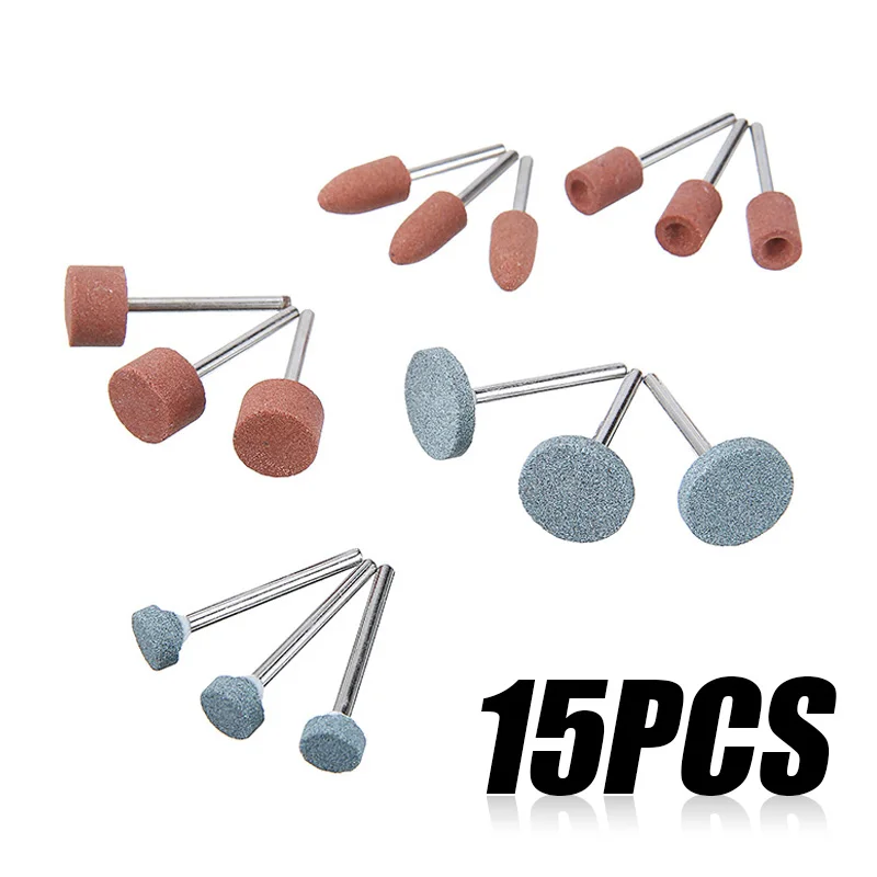 

15pcs/set 15-20mm Corundum Rotary Tool Grinding Bits 1/8'' Shank Grinding Stone Abrasive Wheel For Sharpening Grinding