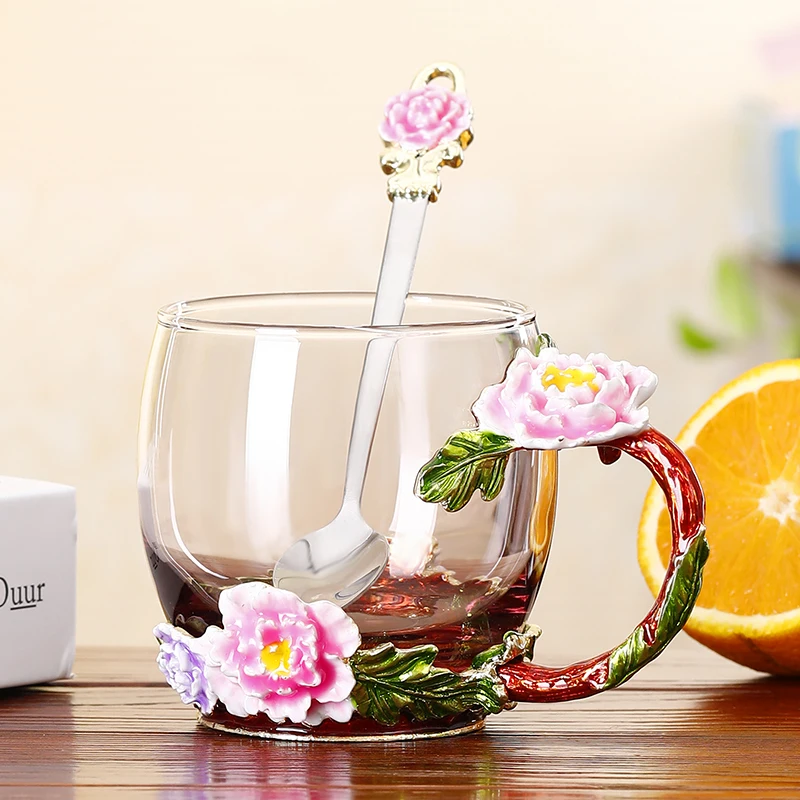 Цветные эмалированные стеклянные кофейные кружки чашки для чая и кружки термостойкие стаканы для воды для дома и офиса посуда для напитков подарок для влюбленных