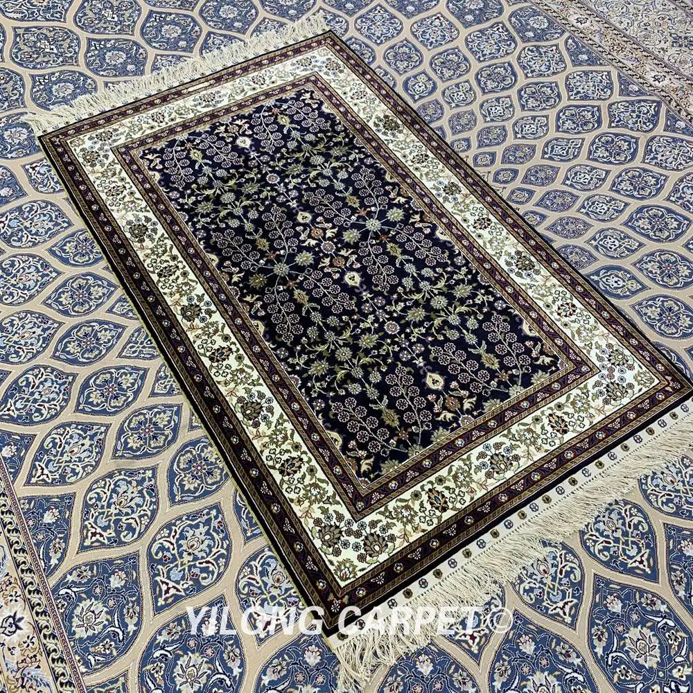 Yilong 3'x5' ручной персидский ковер цветочный турецкий Синий Шелковый ковер(YXR333B