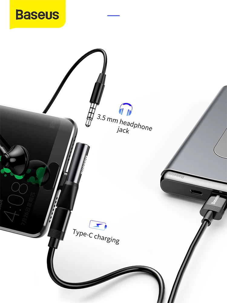 Baseus 2 в 1 USB Type C конвертер для 3 5 мм Aux Jack адаптер зарядка удлинитель наушников Xiaomi 8