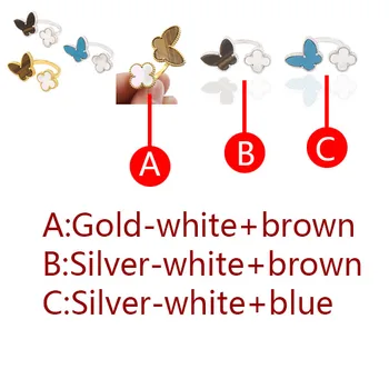 

Flower ring personality fashion romantic shape natural four-leaf clover butterfly jewelry gift for lover 2020 new hot