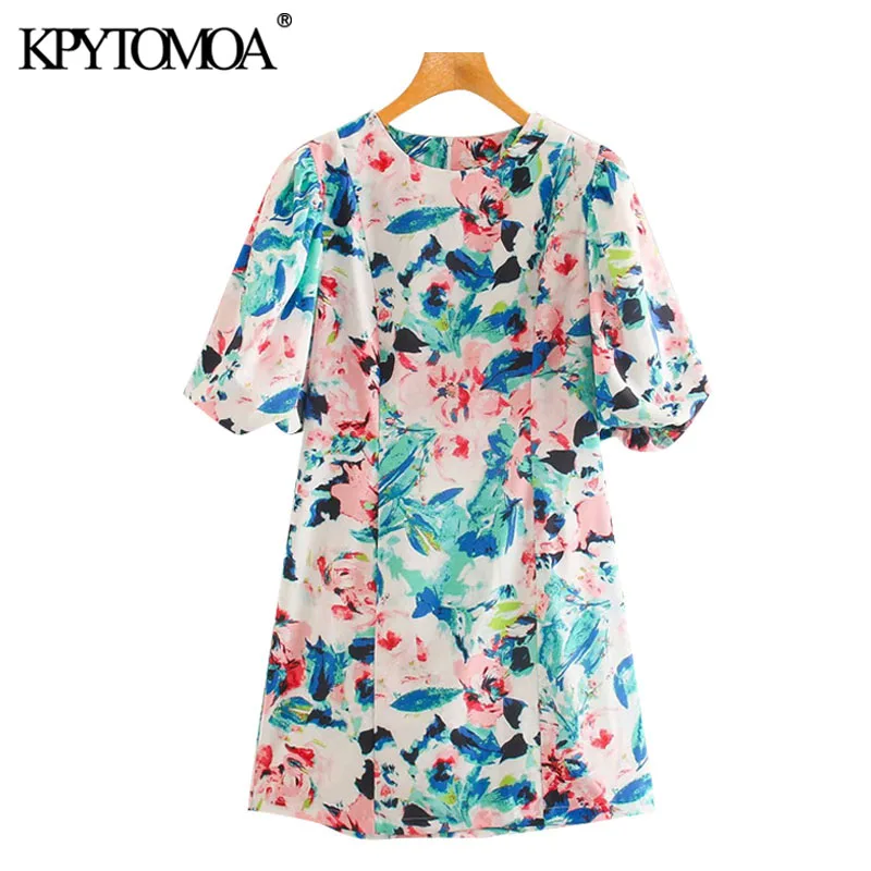 KPYTOMOA Women 2020 Chic Fashion Floral Print Mini Dress Vintage Lantern Sleeves Back Zipper Female Dresses Vestidos Mujer KPYTOMOA Women 2020 Chic Fashion Floral Print Mini Dress Vintage Lantern Sleeves Back Zipper Female Dresses Vestidos Mujer