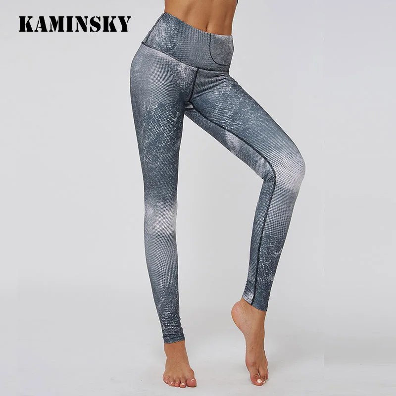 Kaminsky, новинка, женские леггинсы с принтом, с карманами, для спортзала, фитнеса, джеггинсы пуш-ап, высокая талия, длинные штаны, для девушек, модные повседневные Леггинсы