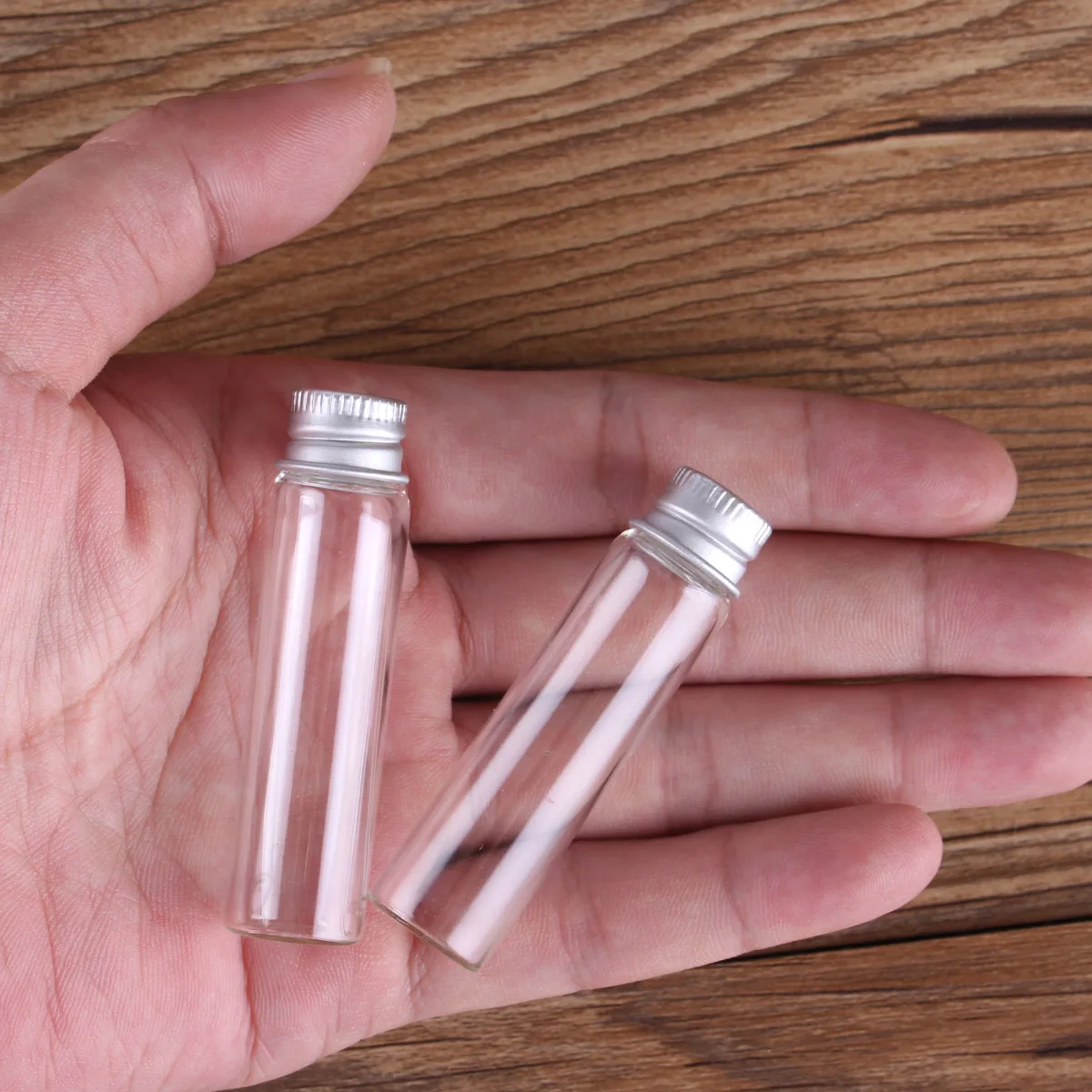 10pcs Diameter 16mm Transparent Glass Bottles with Aluminium Caps Glass Wishing Bottles 2ml 4ml 6ml Mini Glass Jars 4