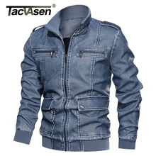 TACVASEN, зимняя кожаная мужская куртка, Ретро стиль, много карманов, Военный стиль, кожаная куртка-бомбер, армейская тактическая куртка из искусственной кожи, пальто