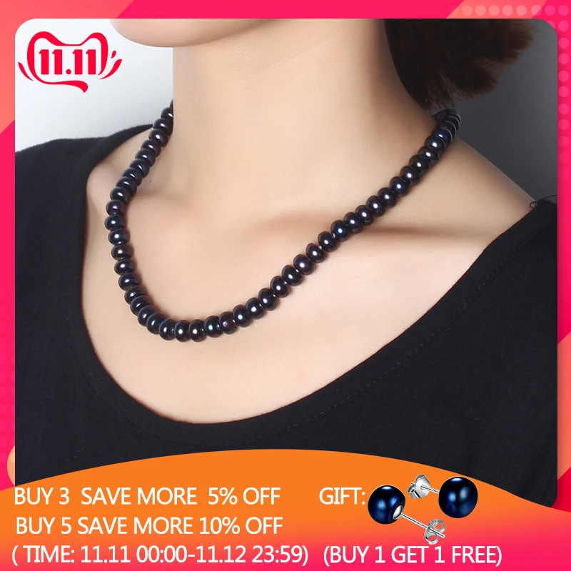 

2017 Amazing New Real Black Pearl Jewelry Necklace For Women,Natural Freshwater Pearl Cute Love Shape Buckle,Fashion Jewelry