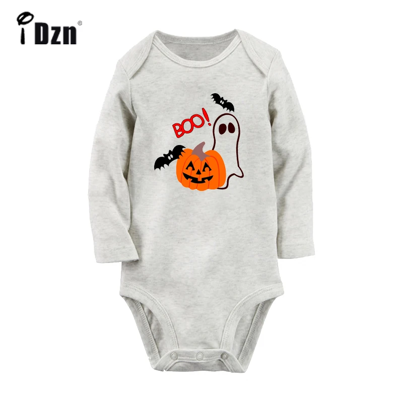 И надписью "Happy Halloween" злые Тыква мультфильм замок для новорожденных боди для новорожденных с капюшоном, длинный рукав, Комбинезоны комбинезон одежда из хлопка - Цвет: JbBaby620GC