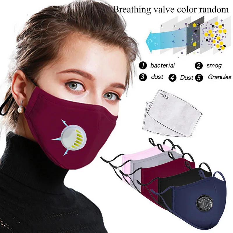 Anti Pollution Mouth Mask With 2 Replaceable Filters PM2.5 AntiDust Breathable Cotton Face Mask Washable Respirator Mouth-muffle