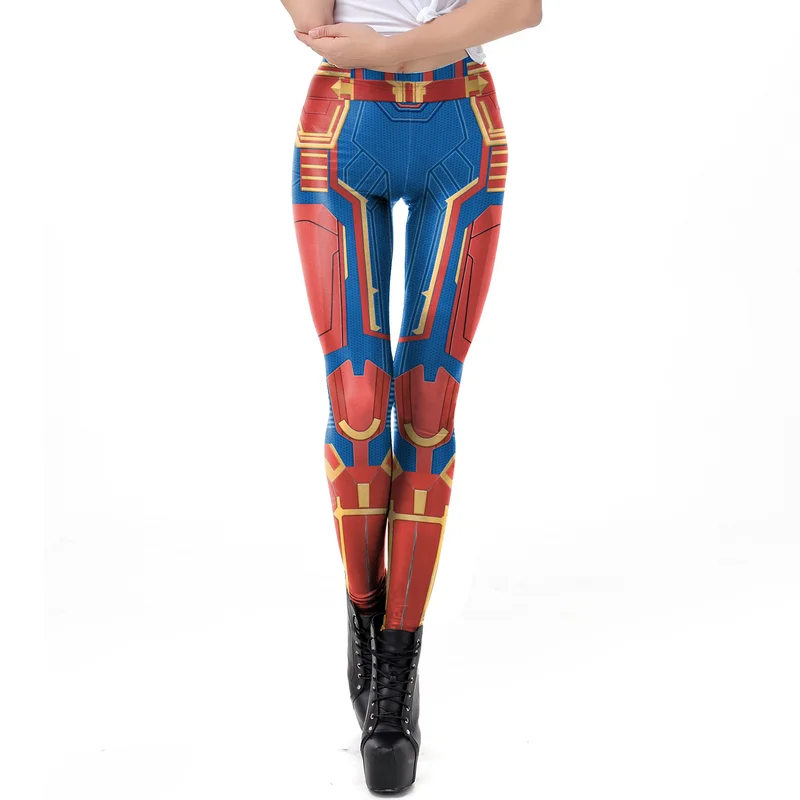 

Superhero Captain Marvel Breathable Winter Leggins Women Party Cosplay Suit Camouflage 3D Prindted High Waist Push Up Leggings