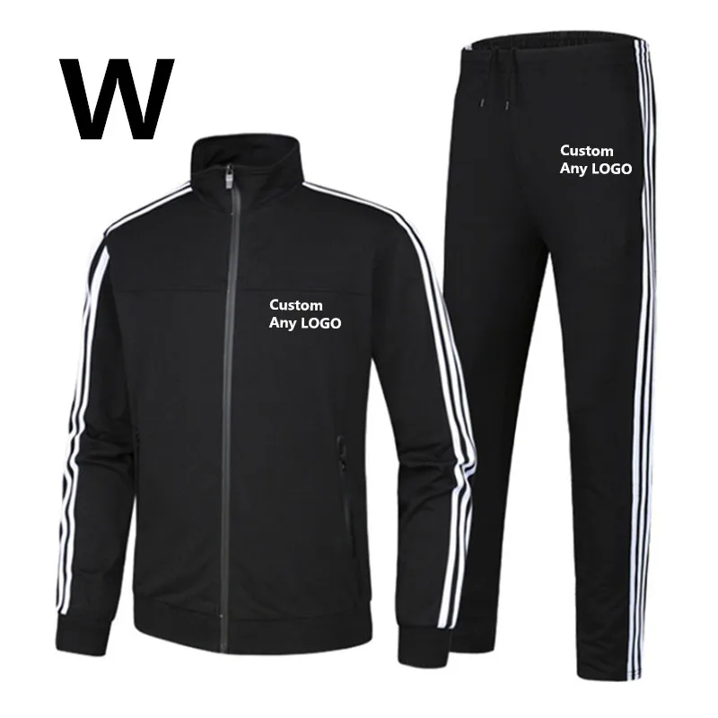 W Autumn Winter Printed Fleece Hoodies Men Long Sleeve Sports Suit Male Hip Hop Popular Thicken Coat Leisure Sweatshirts New - Цвет: black