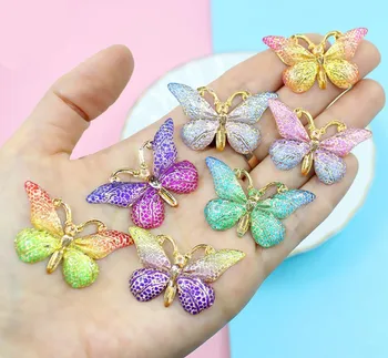 

Resin Bling Colorful butterfly Flatback Rhinestone 1 Hole Ornaments DIY Wedding Appliques Craft DIY Hair Bow Clips Accessories
