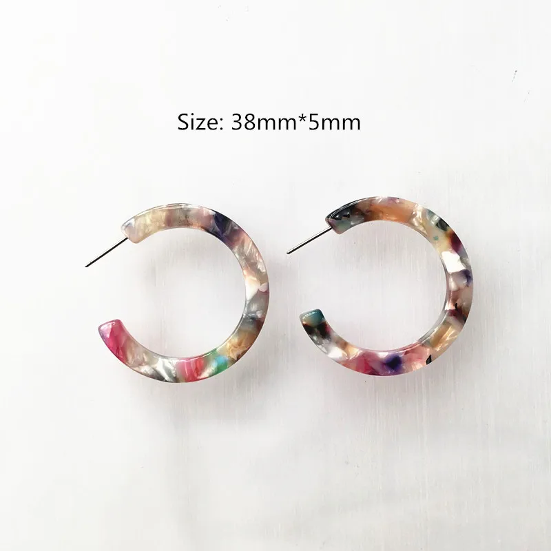 Small size 8 UJBOX 22 цвета Высокое качество ацетатные серьги женские леопардовые цветные розовый зеленый желтый красный синий уксусная кислота серьги-кольца - Окраска металла: Small size 8