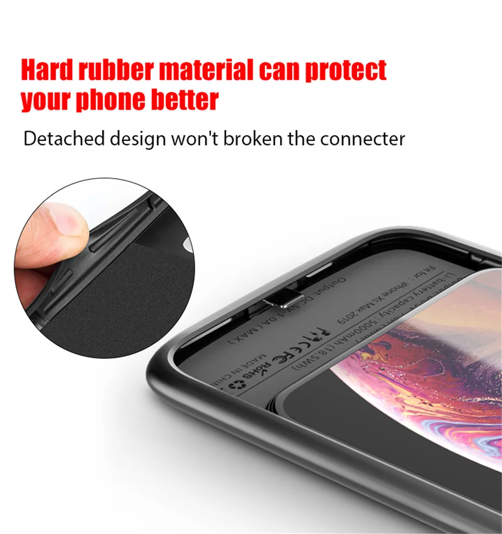 Чехол для аккумулятора для iphone 11 Pro Max внешний аккумулятор зарядное устройство чехол для iphone 11 4800/5000 мАч Зарядное устройство Чехол