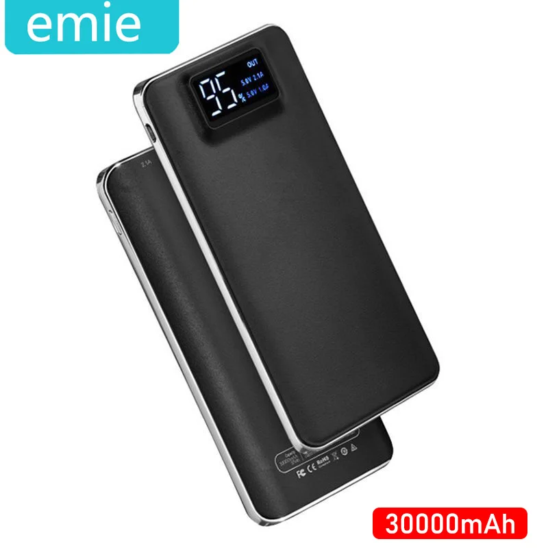 Для xiaomi 30000mAh power bank lcd Quick Charge 3,0 Dual USB power Bank для huawei iPhone 7 X Poverbank Внешнее зарядное устройство