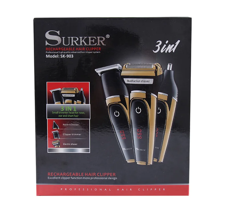 Surker Sk-903 электробритва три в одном/машинка для стрижки волос/триммер для волос в носу с жидким кристаллом цифровой дисплей usb зарядка